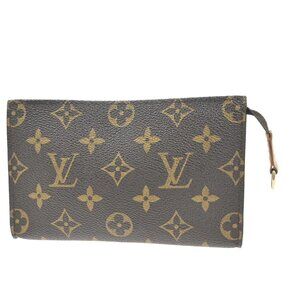 LOUIS VUITTON Logo BUCKET PM Pouch Bag Monogram Leather Brown France 05MA344